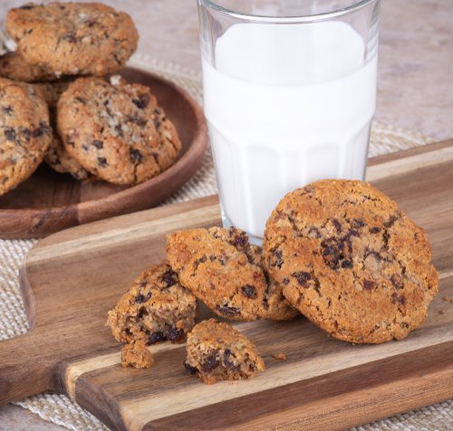 Selection of Freshly Baked Cookies and Milk