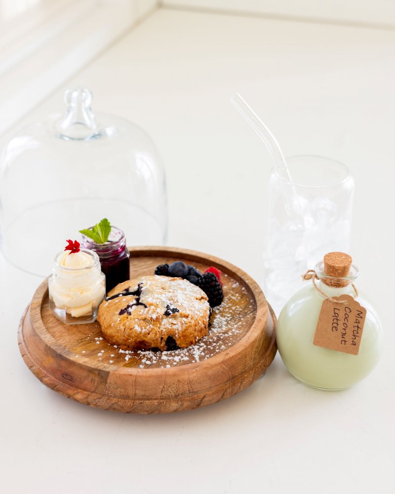 Blueberry Scone & Matcha Latte
