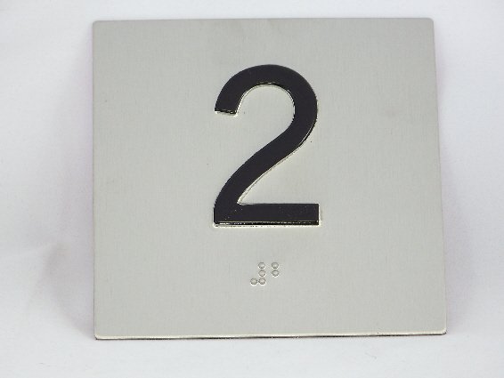 Image 0 of BP442SS - Stainless Background/Black Character 4'' x 4'' Braille Plate