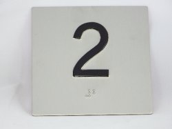 BP442SS - Stainless Background/Black Character 4'' x 4'' Braille Plate