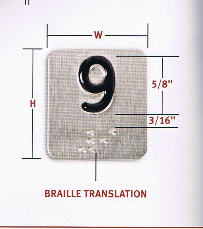 Image 0 of BP125S CAR STATION BRAILLE 1.25 X 1.25, STAINLESS BACKGROUND/BLACK CHARACTER