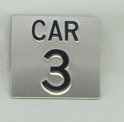 Image 0 of CAR44SS Elevator Identification Plate 4 x 4 Stainless Background/Black Character