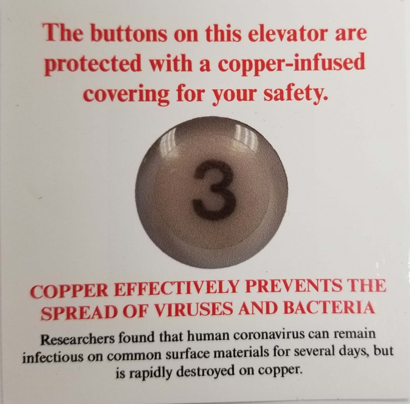Image 2 of ANTIMICROBIAL ELEVATOR BUTTON COVERS (COPPER INFUSED)