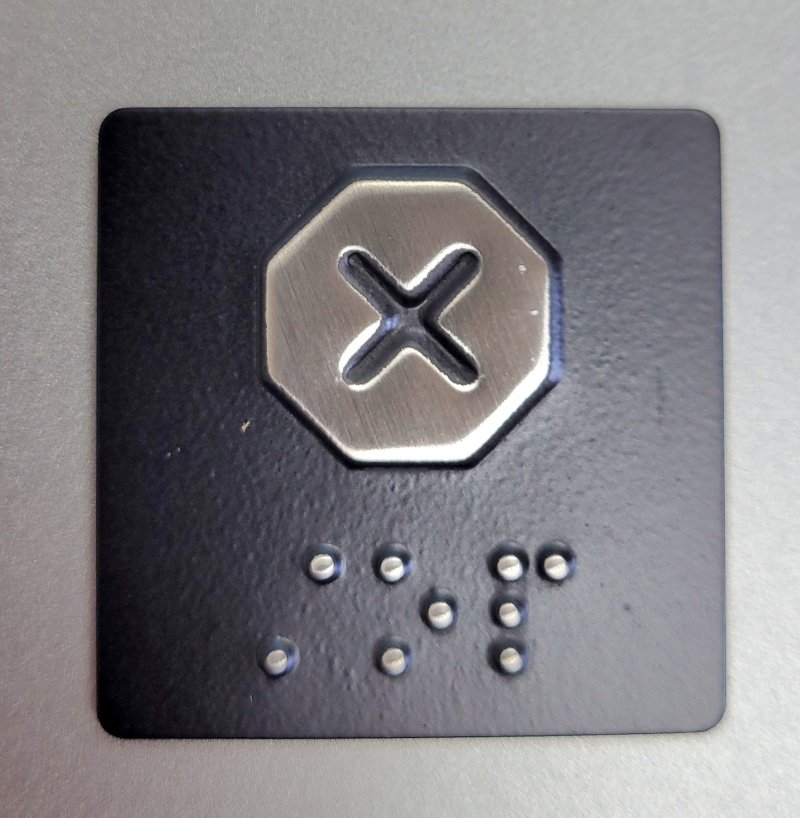 Image 0 of CAR STATION BRAILLE 1-3/8 X 1-3/8, EMERGENCY STOP SYMBOL
