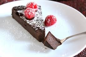 Flourless Chocolate Cake Slice and Bottled Water