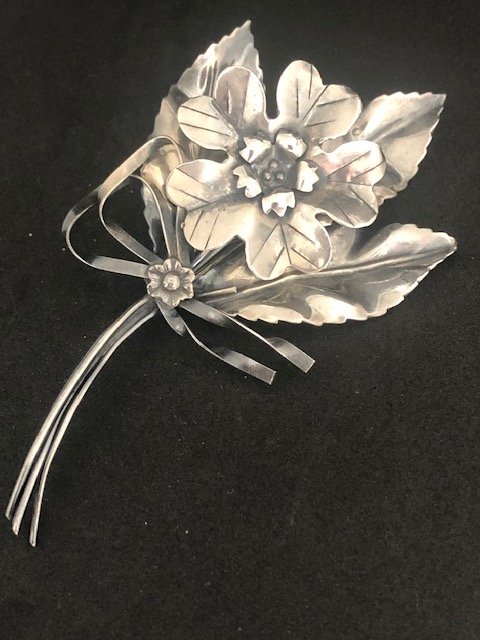 silver flower brooch