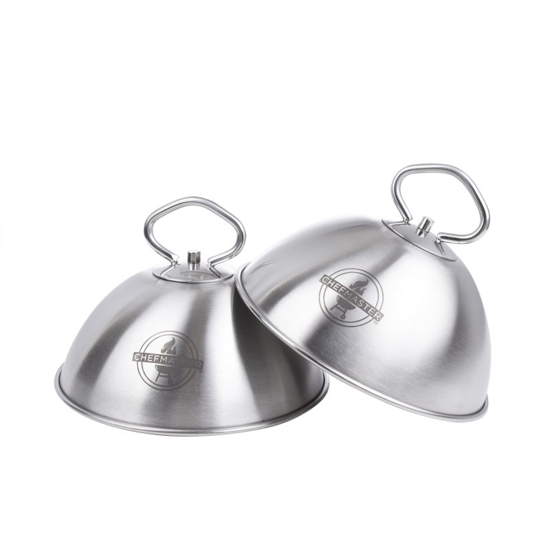 KTBQDC6 - Chefmaster™ 2pc 6 Grill Dome Cover Set - Stainless Steel with Handl
