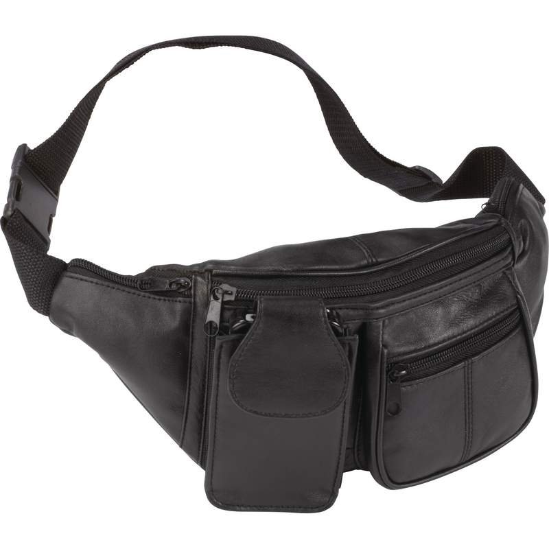 LUWAIST3     Embassy™ Solid Genuine Lambskin Leather 6-Pocket Waist Bag