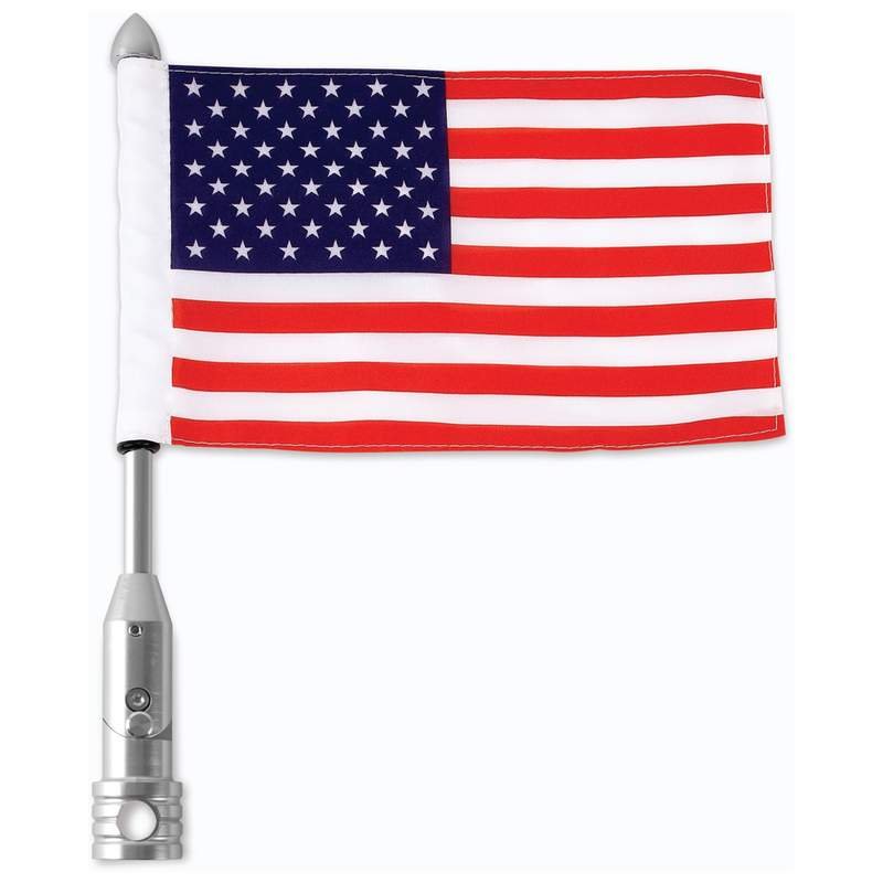 BKFLGPL18   Diamond Plate™ Motorcycle Flagpole Mount and USA Flag