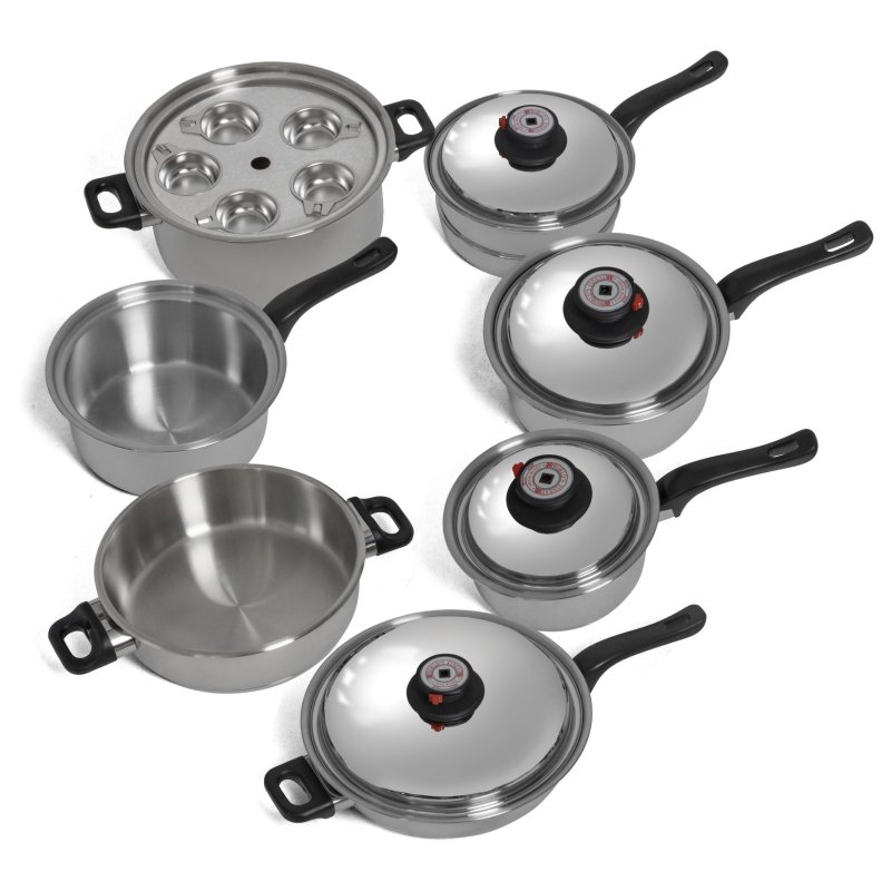 KT17ULTRAWorld's Finest 7-Ply Steam Control T304 Stainless Steel Cookware Set,