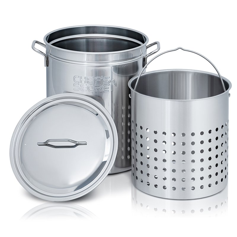 KTSP44   Chef's Secret 44 Quart Stainless Steel Stockpot w/ Basket: