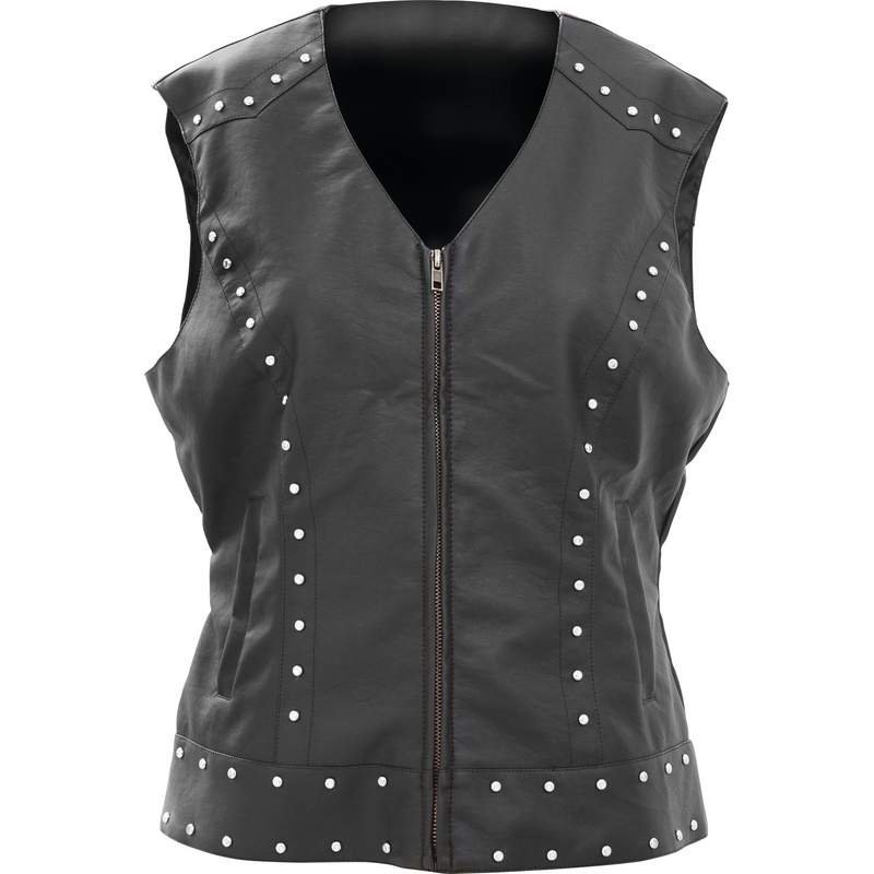 GFVPSL    Giovanni Navarre® Tailored Ladies' Faux Leather Studded Vest