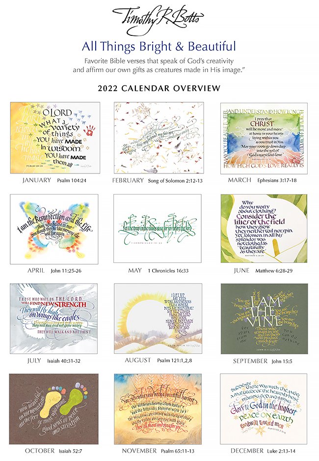 Image 1 of  2022 Calendar - All Things Bright & Beautiful #3162