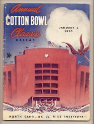 1950 Cotton Bowl Game Program Rice North Carolina