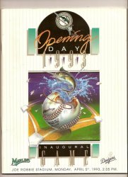 1993 Marlins Inaugural Game Program Marlins Dodgers