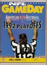 1992 NFL Playoffs Program 49ers Redskins