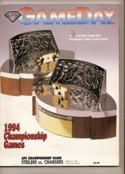 1994 NFL AFC Championship Game Program Steelers Chargers
