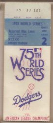 1978 World Series Game 2 Ticket Stub Yankees Dodgers