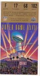 SUPER BOWL 27 XXVII TICKET STUB BILLS COWBOYS
