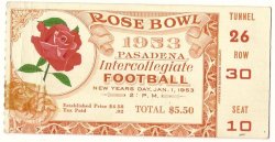 1953 Rose Bowl Ticket Stub Wisconsin USC