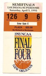 1993 NCAA final Four Semi Finals Ticket Stub UNC MICHIGAN FAB 5 Kansas Kentucky