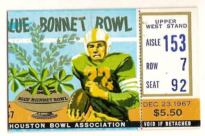 Image 0 of 1967 Bluebonnet Bowl Ticket Stub Colorado Miami