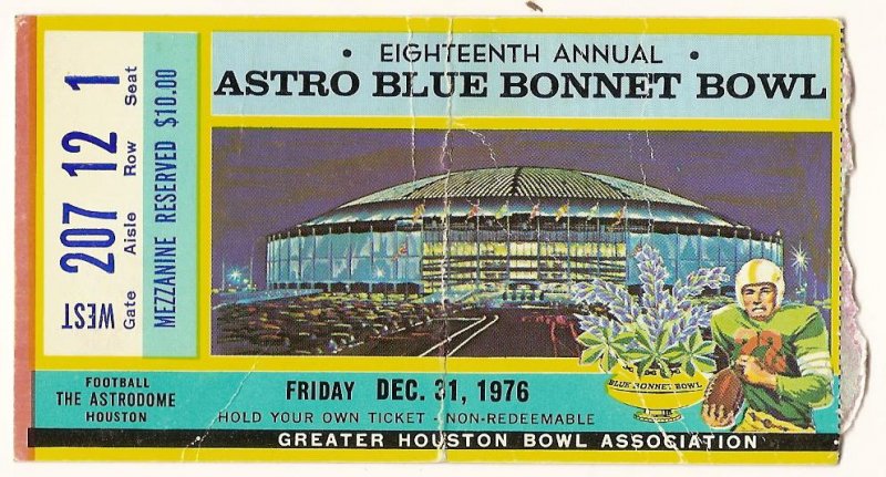 Image 0 of 1976 Bluebonnet Bowl ticket stub Nebraska Texas A&M