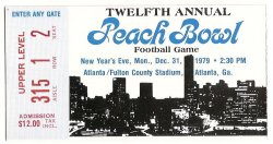 1979 Peach Bowl Ticket Stub Clemson Baylor