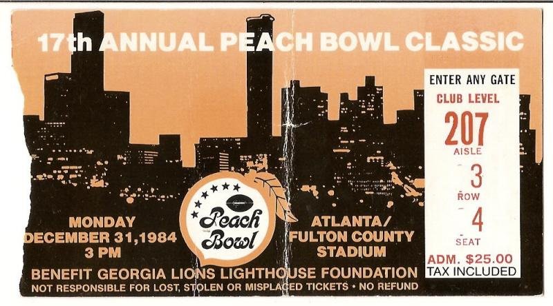 1984 Peach Bowl Ticket Stub VIRGINIA PURDUE