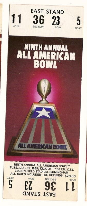 1985 All American Bowl Full Ticket MSU GA Tech