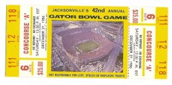 1986 Gator Bowl Game Full Ticket Clemson Stanford