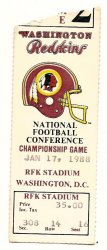 1987 NFC Championship Game Ticket Stub Vikings Redskins