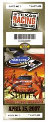 2007 Samsung 500 Nascar Race Full ticket Tony Stewart Win