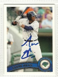 Aaron Hicks signed Autographed Baseball card 2011 topps pro debut Twins