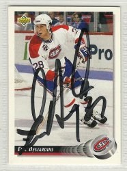 eric desjardins signed autographed hockey card 1992 upper deck