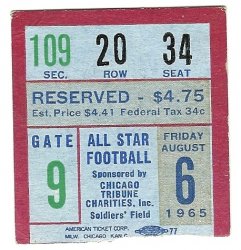 1962 College Football All Star Game ticket stub College All Stars Vs Browns