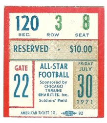 1971 College Football All Star Game ticket stub College All Stars Vs Colts