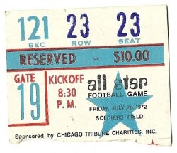 1972 College Football All Star Game ticket stub College All Stars Vs Cowboys