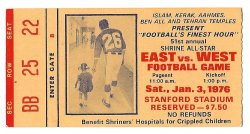 1976 College Football East West Shrine Bowl ticket stub