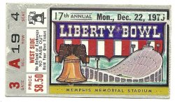 1975 Liberty Bowl ticket stub USC Texas A & M