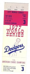 1977 World Series Game 3 Ticket Stub Yankees Dodgers
