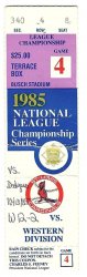 1985 NLCS ticket stub Cardinals Dodgers Game 4 Championship 