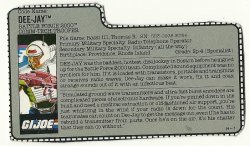 1989 GI Joe Dee Jay Battle Force 2000 Comm Tech Tropper File Card