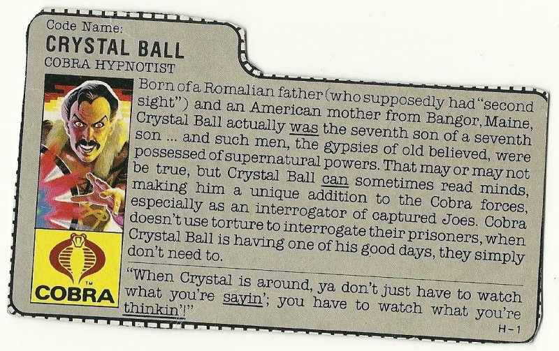 Image 0 of 1987 GI Joe crystal Ball File Card