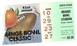 1975 Orange Bowl Game Ticket Stub Notre Dame Alabama