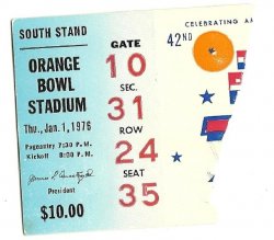 1976 Orange Bowl Game Ticket Stub Oklahoma Michigan