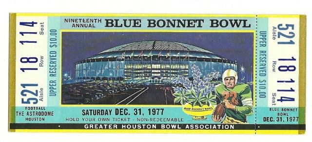 Image 0 of 1977 Bluebonnet Bowl Full Ticket USC Texas A & M
