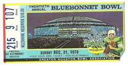1978 Bluebonnet Bowl ticket stub Georgia Stanford