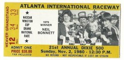1980 Dixie 500 Ticket Stub nascar race Cale Yarborough Win