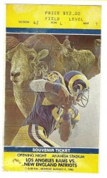 1980 RAMS 1st FIRST GAME @ ANAHEIM STADIUM TICKET STUB